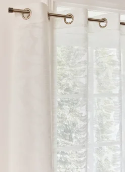 VOILAGE MOTIF VÉGÉTAL JACQUARD TON SUR TON BLANC