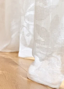 VOILAGE MOTIF VÉGÉTAL JACQUARD TON SUR TON BLANC